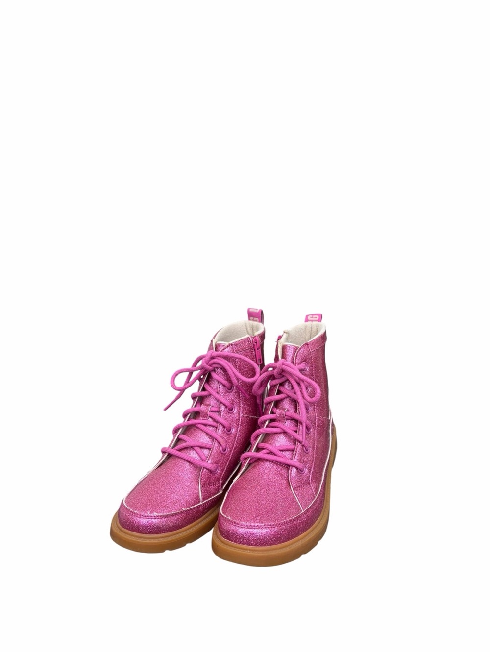 UGG Kids Robley Pink Glitter Waterproof Lace-Up Boots Size 6